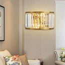 GobekUsa Modern Metal Wall Sconce with Dual Bulbs, Crystal Block & Black/Gold Finish