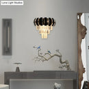 GobekUsa Modern Gold Wall Sconce with Clear Crystal Layered Bulbs - Corridor Lighting Fixture