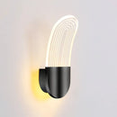 GobekUsa Contemporary Acrylic LED Bedside Wall Lamp: Curved Oval Sconce Light in Black/Gold