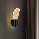 GobekUsa Contemporary Acrylic LED Bedside Wall Lamp: Curved Oval Sconce Light in Black/Gold