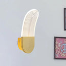 GobekUsa Contemporary Acrylic LED Bedside Wall Lamp: Curved Oval Sconce Light in Black/Gold