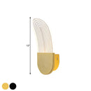 GobekUsa Contemporary Acrylic LED Bedside Wall Lamp: Curved Oval Sconce Light in Black/Gold