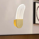 GobekUsa Contemporary Acrylic LED Bedside Wall Lamp: Curved Oval Sconce Light in Black/Gold