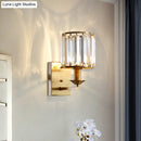 GobekUsa Modern Black/Gold Cylinder Sconce Light Fixture with Crystal Wall Mounted Lighting