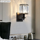 GobekUsa Modern Black/Gold Cylinder Sconce Light Fixture with Crystal Wall Mounted Lighting