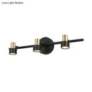 GobekUsa Minimalist Black Cylinder Wall Light: 3-Head Metallic Vanity Lamp in Warm, White, and Natural Light