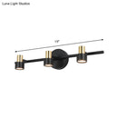 GobekUsa Minimalist Black Cylinder Wall Light: 3-Head Metallic Vanity Lamp in Warm, White, and Natural Light