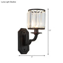 GobekUsa Modern Black/Gold Cylinder Wall Light Sconce with Clear Crystal Accent for Bedroom