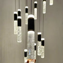 GobekUsa Cylindrical Crystal Chandelier: Modern Villa Living Room Lamp for Stylish Interiors.