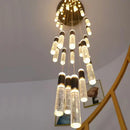 GobekUsa Cylindrical Crystal Chandelier: Modern Villa Living Room Lamp for Stylish Interiors.