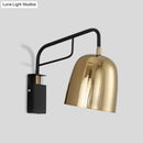 GobekUsa Modern Dome Wall Sconce: Black/Gold Metal, 1 Bulb, Bend Arm