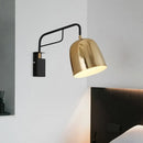 GobekUsa Modern Dome Wall Sconce: Black/Gold Metal, 1 Bulb, Bend Arm