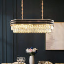 GobekUsa Elliptical Pendant Lamp with Cut Crystal - Modern 8-Bulb Hanging Light in Black for Island