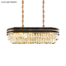 GobekUsa Elliptical Pendant Lamp with Cut Crystal - Modern 8-Bulb Hanging Light in Black for Island