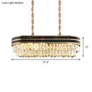 GobekUsa Elliptical Pendant Lamp with Cut Crystal - Modern 8-Bulb Hanging Light in Black for Island