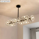 GobekUsa Modern Black/Gold Floral Island Pendant with 16-Head Crystal Design - Hanging Ceiling Light Fixture