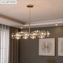 GobekUsa Modern Black/Gold Floral Island Pendant with 16-Head Crystal Design - Hanging Ceiling Light Fixture