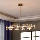 GobekUsa Modern Black/Gold Floral Island Pendant with 16-Head Crystal Design - Hanging Ceiling Light Fixture