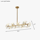 GobekUsa Modern Black/Gold Floral Island Pendant with 16-Head Crystal Design - Hanging Ceiling Light Fixture