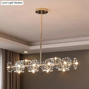 GobekUsa Modern Black/Gold Floral Island Pendant with 16-Head Crystal Design - Hanging Ceiling Light Fixture