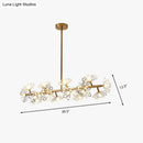 GobekUsa Modern Black/Gold Floral Island Pendant with 16-Head Crystal Design - Hanging Ceiling Light Fixture