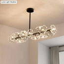 GobekUsa Modern Black/Gold Floral Island Pendant with 16-Head Crystal Design - Hanging Ceiling Light Fixture