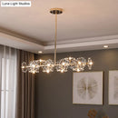 GobekUsa Modern Black/Gold Floral Island Pendant with 16-Head Crystal Design - Hanging Ceiling Light Fixture