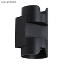 GobekUsa Black LED Flush Mount Wall Light - Up Down Lighting with Metal Cylinder Shade for Patio