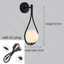 Modern black & gold glass ball led wall lamp bedroom sconce by Decorbites