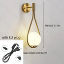 Modern black & gold glass ball led wall lamp bedroom sconce by Decorbites