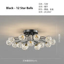 GobekUsa Glass Bubble Ball LED Ceiling Light in Black Gold Crystal for Bedroom & Living Room