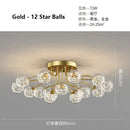 GobekUsa Glass Bubble Ball LED Ceiling Light in Black Gold Crystal for Bedroom & Living Room