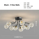 GobekUsa Glass Bubble Ball LED Ceiling Light in Black Gold Crystal for Bedroom & Living Room