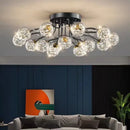 GobekUsa Glass Bubble Ball LED Ceiling Light in Black Gold Crystal for Bedroom & Living Room