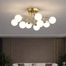 GobekUsa Glass Bubble Ball LED Ceiling Light in Black Gold Crystal for Bedroom & Living Room