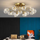 GobekUsa Glass Bubble Ball LED Ceiling Light in Black Gold Crystal for Bedroom & Living Room