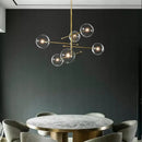 GobekUsa Black Gold Glass LED Chandelier for Living Room Bedroom Restaurant
