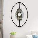 GobekUsa Modern Clear Glass Orb Sconce Lamp - 1-Bulb Black/Gold Wall Light with Ring Detail