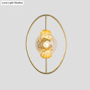 GobekUsa Modern Clear Glass Orb Sconce Lamp - 1-Bulb Black/Gold Wall Light with Ring Detail