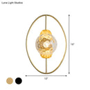 GobekUsa Modern Clear Glass Orb Sconce Lamp - 1-Bulb Black/Gold Wall Light with Ring Detail