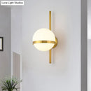 GobekUsa Modern Black/Gold Vertical Wall Sconce with Orbit Opal Glass Shade - 1 Head Metal Wall Lamp, 6"/8" Width
