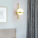 GobekUsa Modern Black/Gold Vertical Wall Sconce with Orbit Opal Glass Shade - 1 Head Metal Wall Lamp, 6"/8" Width