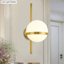 GobekUsa Modern Black/Gold Vertical Wall Sconce with Orbit Opal Glass Shade - 1 Head Metal Wall Lamp, 6"/8" Width