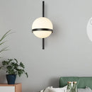 GobekUsa Modern Black/Gold Vertical Wall Sconce with Orbit Opal Glass Shade - 1 Head Metal Wall Lamp, 6"/8" Width