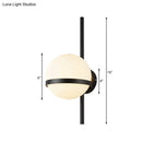 GobekUsa Modern Black/Gold Vertical Wall Sconce with Orbit Opal Glass Shade - 1 Head Metal Wall Lamp, 6"/8" Width