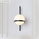 GobekUsa Modern Black/Gold Vertical Wall Sconce with Orbit Opal Glass Shade - 1 Head Metal Wall Lamp, 6"/8" Width