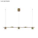 GobekUsa Modern Drum Aluminum Island Pendant Ceiling Light Fixture in Black/Gold with Warm/White Lighting, 3/5-Head Design