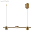 GobekUsa Modern Drum Aluminum Island Pendant Ceiling Light Fixture in Black/Gold with Warm/White Lighting, 3/5-Head Design