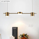 GobekUsa Modern Drum Aluminum Island Pendant Ceiling Light Fixture in Black/Gold with Warm/White Lighting, 3/5-Head Design