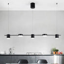 GobekUsa Modern Drum Aluminum Island Pendant Ceiling Light Fixture in Black/Gold with Warm/White Lighting, 3/5-Head Design
